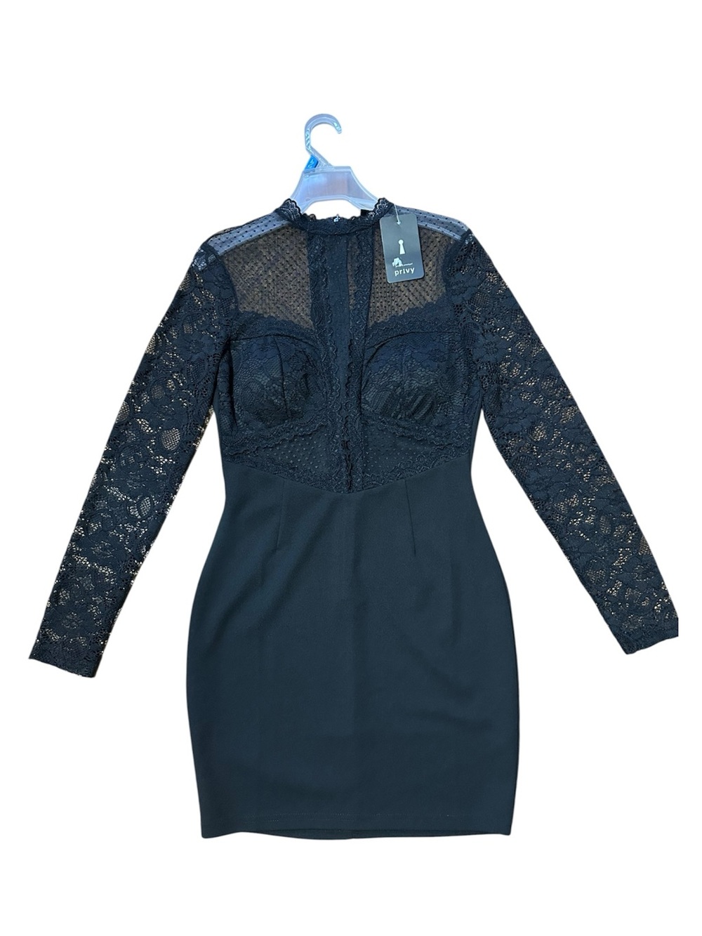 privy Black Lace Long-Sleeve Bodycon Dress